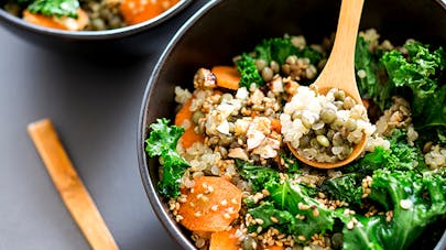 Recette Bowl De Lentilles Quinoa Chou Kale Carottes Sante