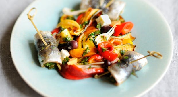 Salade de légumes grillés aux sardines