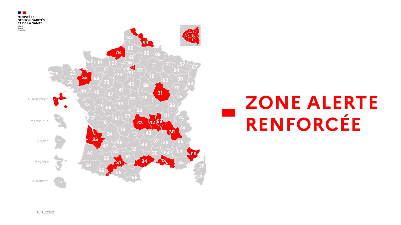 Carte Covid19 quelles mesures pour quelles couleurs (zones roses