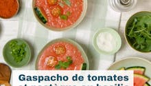 Gaspacho de tomate et pastèque au basilic