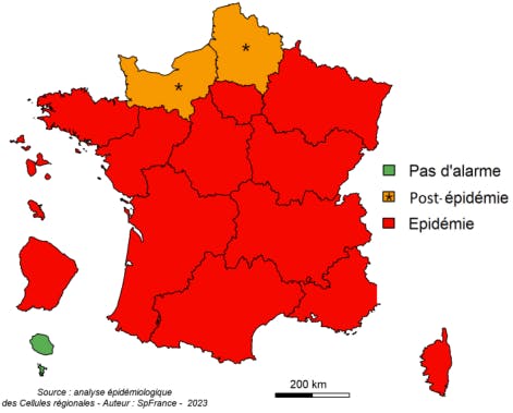 carte épidémie grippe France 2023 S10