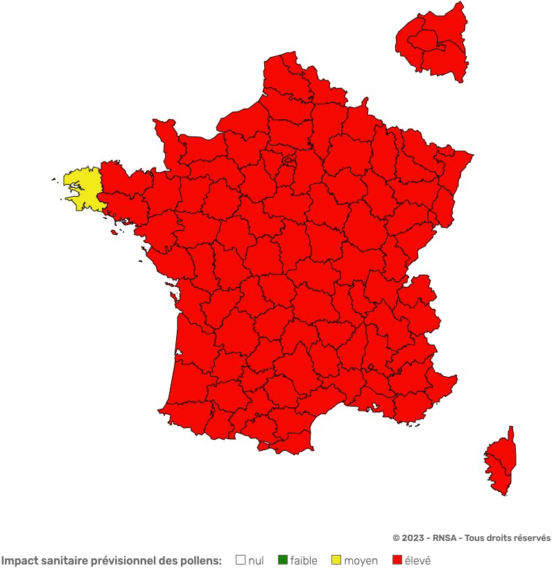 Carte pollens France 7 juin 