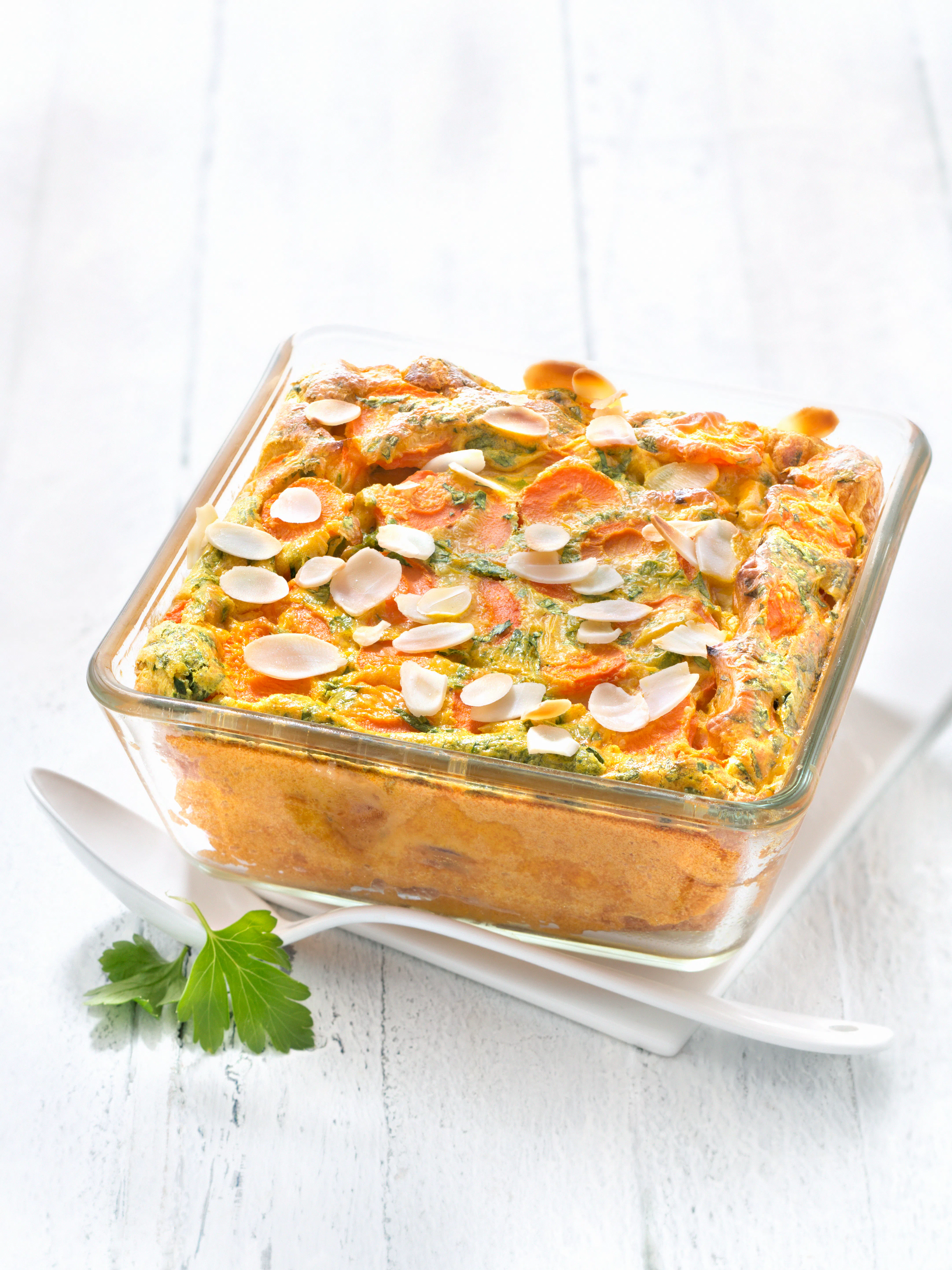 Clafoutis de carottes, amandes et persil