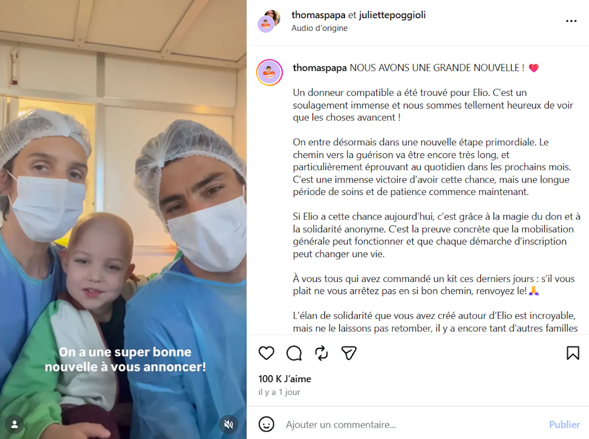 Don de moelle osseuse : un geste vital qui va sauver le petit Elio