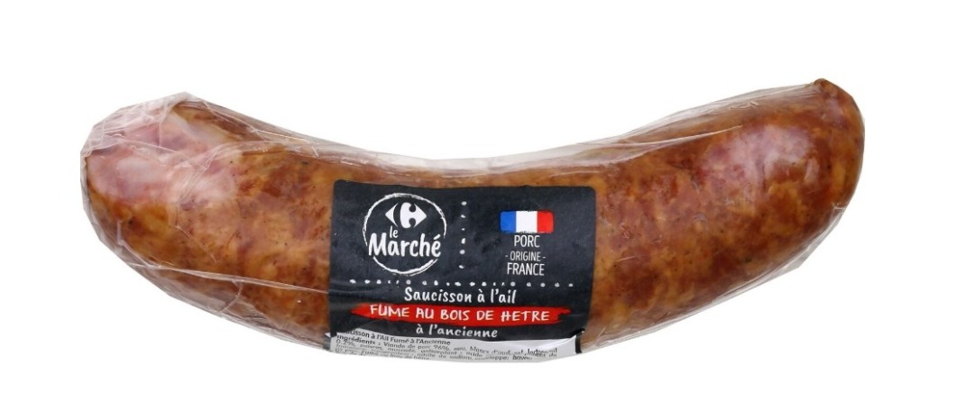 Saucission à l'ail faisant l'objet d'un rappel le 26 mai 2026.